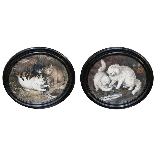 Playing kittens, pair of chromos N III