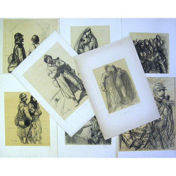 8 Lithographies 1915 Les Meurtrissures De La Grande Guerre. Théophile Alexandre Steinlen.