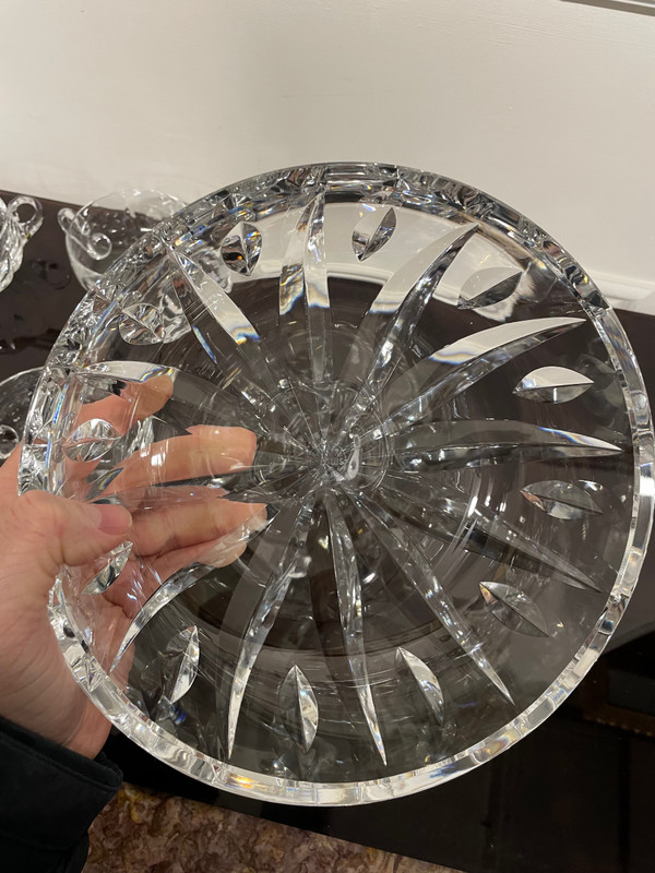 Saint Louis - Signed Engraved Crystal Punch Set Salad Bowl + 8 Cups