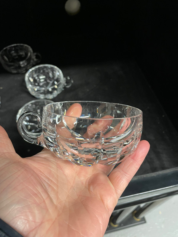 Saint Louis - Signed Engraved Crystal Punch Set Salad Bowl + 8 Cups