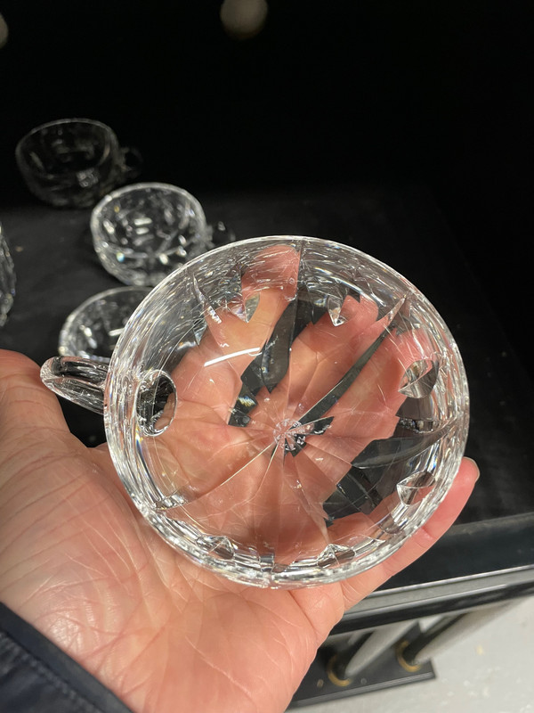 Saint Louis - Signed Engraved Crystal Punch Set Salad Bowl + 8 Cups