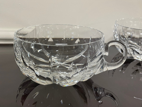 Saint Louis - Signed Engraved Crystal Punch Set Salad Bowl + 8 Cups