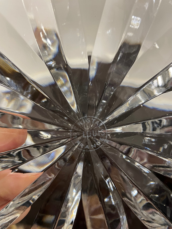 Saint Louis - Signed Engraved Crystal Punch Set Salad Bowl + 8 Cups