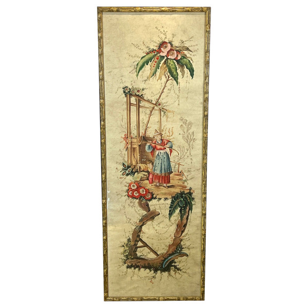 LARGE LATE 18TH EARLY 19TH CHINESE WATERCOLOR ON RICE PAPER (REFRAMED