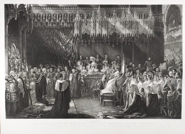 Etching  Queen Victoria Coronation  Engraving After George Hayter Old Print 19th C
