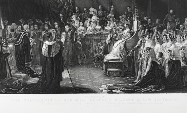 Etching  Queen Victoria Coronation  Engraving After George Hayter Old Print 19th C