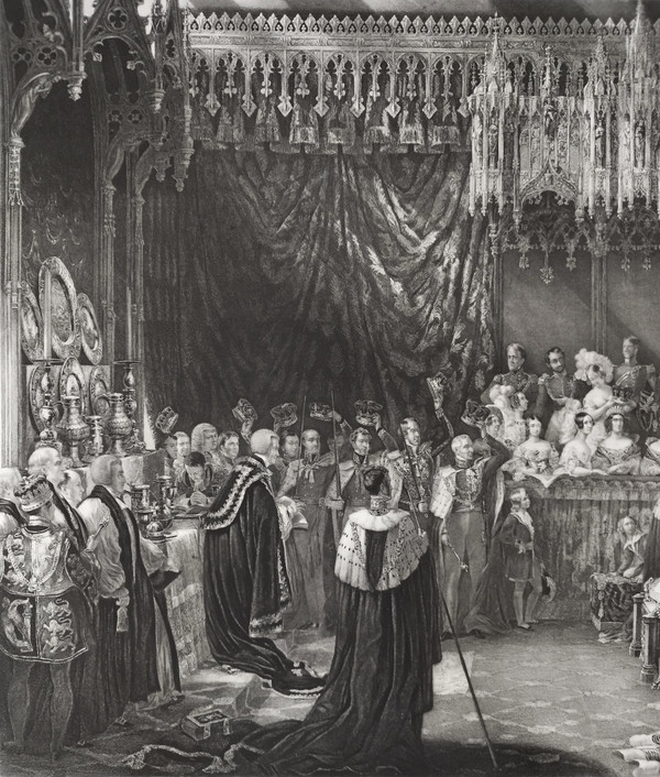 Etching  Queen Victoria Coronation  Engraving After George Hayter Old Print 19th C