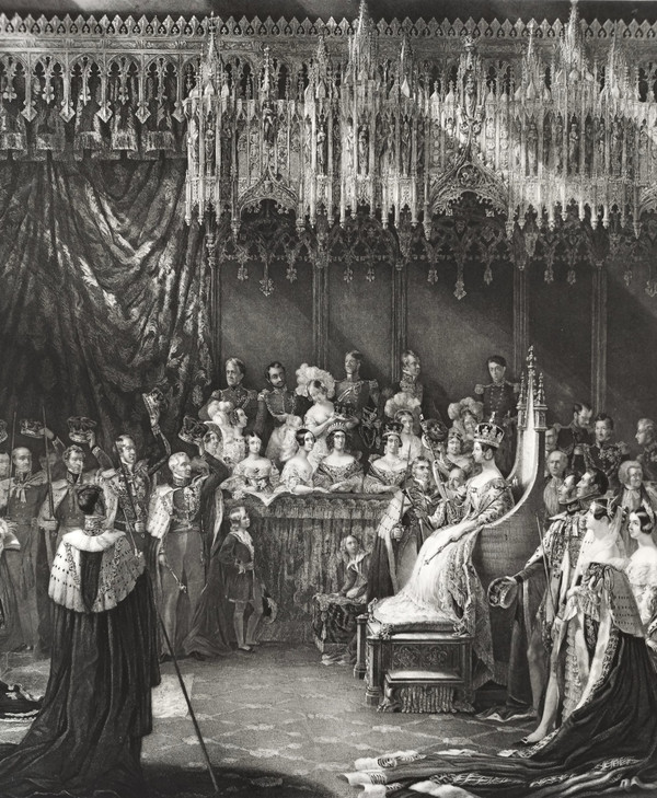 Etching  Queen Victoria Coronation  Engraving After George Hayter Old Print 19th C