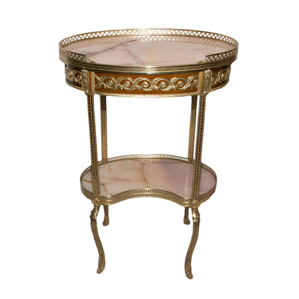 Transition Style Pedestal Table In Bronze And Onyx Circa 1880