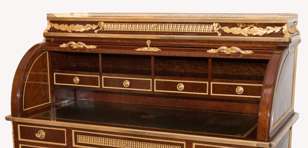Large Cylinder Desk with Box Stamped André Aucoc, Circa 1890