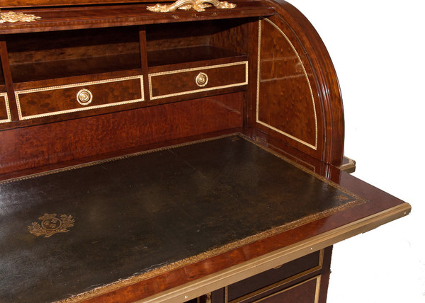 Large Cylinder Desk with Box Stamped André Aucoc, Circa 1890