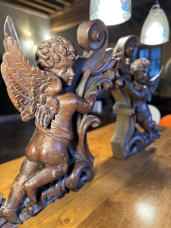 Grande Paire D’anges De Buffet D’orgue – XIXe