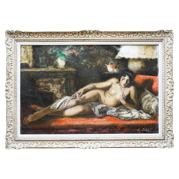 Henri DÉZIRÉ, 1878-1965, “Reclining nude”, important oil on canvas.