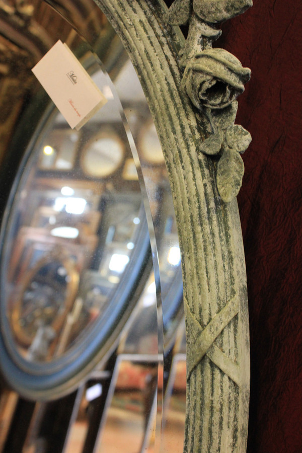 Large Oval Louis XVI Knot Mirror, Beveled Glass 77 X 141 Cm