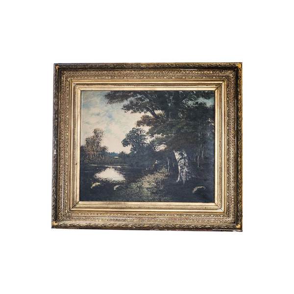 Huile sur toile XIXème, paysage de L. HENRY