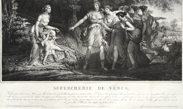 Greek Mythology Deception Of Venus Mythological Lithograph 19th C Old Print