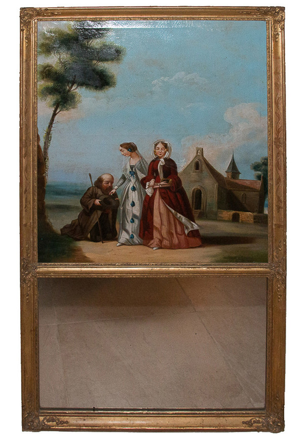 Trumeau In Wood And Golden Stucco, Restoration Period