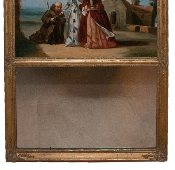 Trumeau In Wood And Golden Stucco, Restoration Period