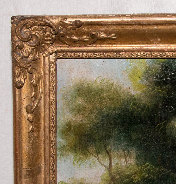 Trumeau In Wood And Golden Stucco, Restoration Period