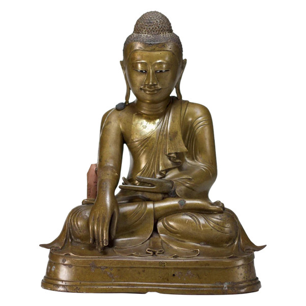 Burmesischer Bronze-Shakyamuni-Buddha, 19. Jahrhundert.