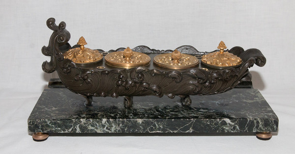 Calamaio In Bronzo Periodo Restauro 1820/1830 Circa