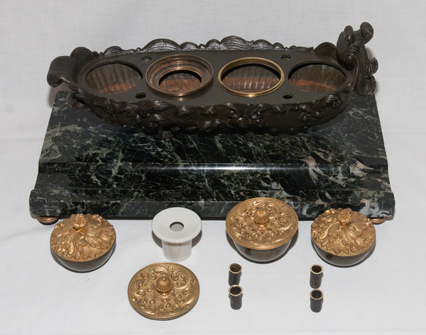 Calamaio In Bronzo Periodo Restauro 1820/1830 Circa