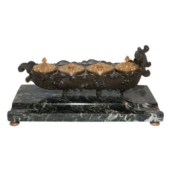 Calamaio In Bronzo Periodo Restauro 1820/1830 Circa