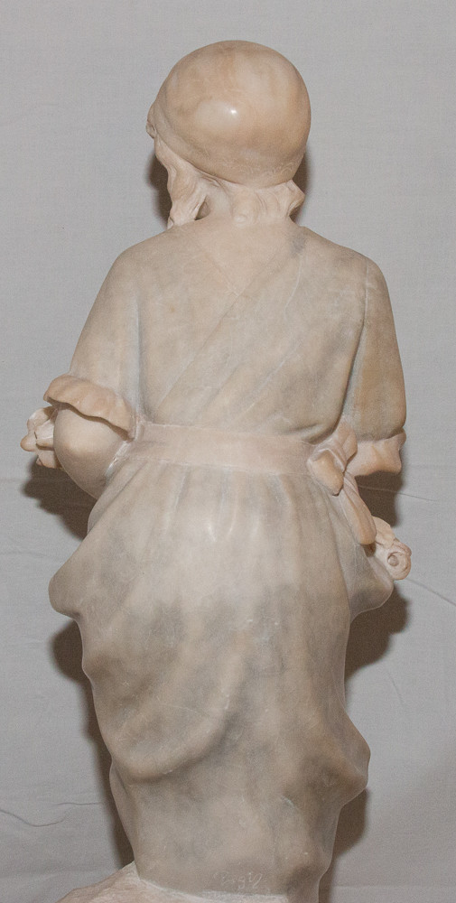 Scultura in alabastro Giovane Pugi, fine del XIX secolo