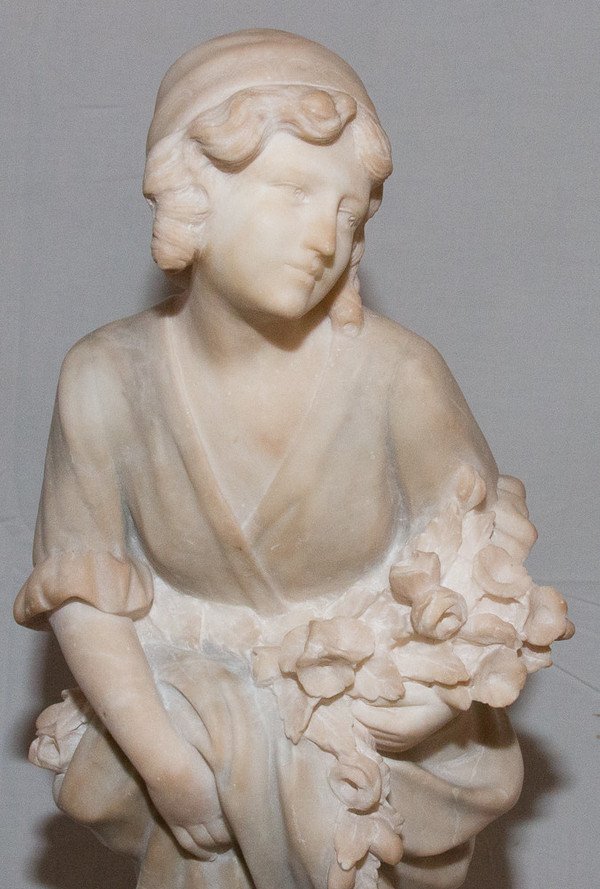 Scultura in alabastro Giovane Pugi, fine del XIX secolo
