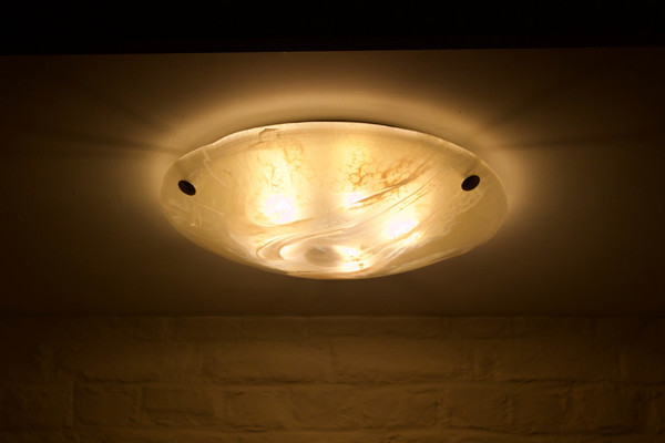 Ceiling light in brass and Murano, 1970’s.