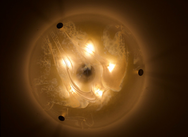 Ceiling light in brass and Murano, 1970’s.