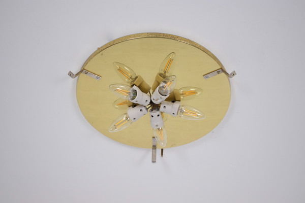 Ceiling light in brass and Murano, 1970’s.