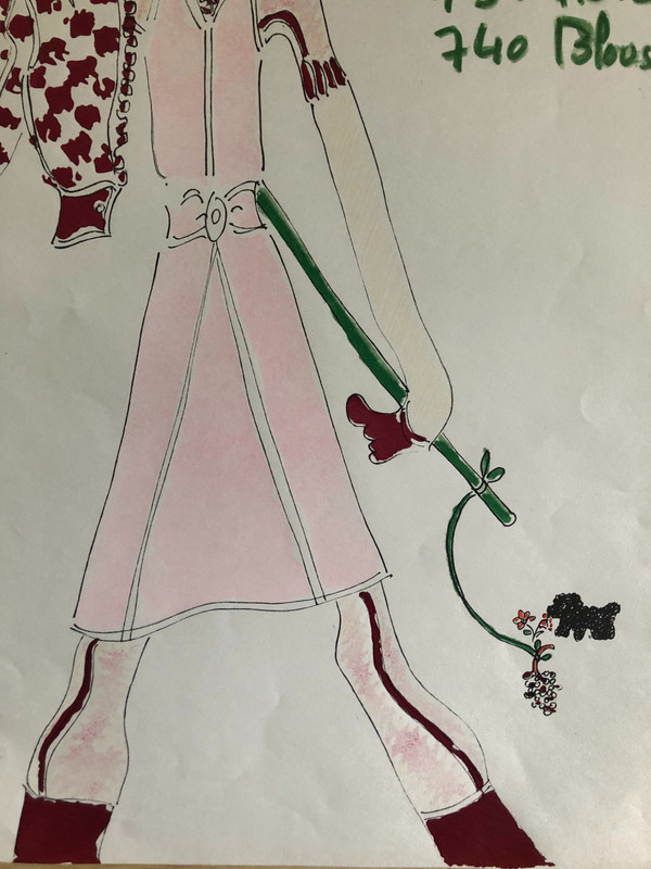 Original drawing by André Courrèges (1923-2016) work early 1970