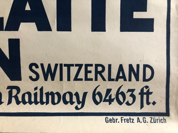 Poster Schynige Platte Interlaken by Ernst Hodel published by Gebrüder Fretz A.G 1930 Original