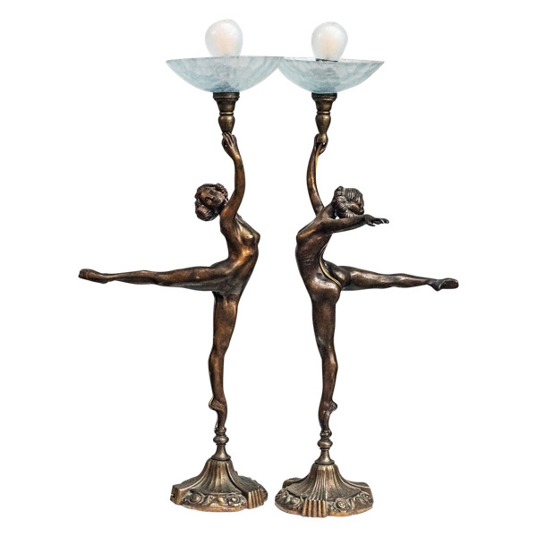 PAIRE LAMPES FEMMES NUES ART DÉCO 