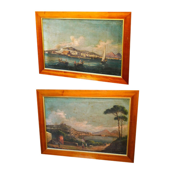 BAY OF NAPLES, 19th, Anonymous, Pair oils on canvas