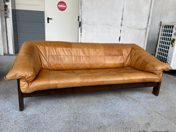Vintage Scandinavian Leather Sofa Circa 1970