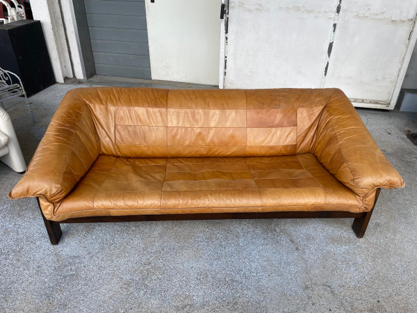 Vintage Scandinavian Leather Sofa Circa 1970