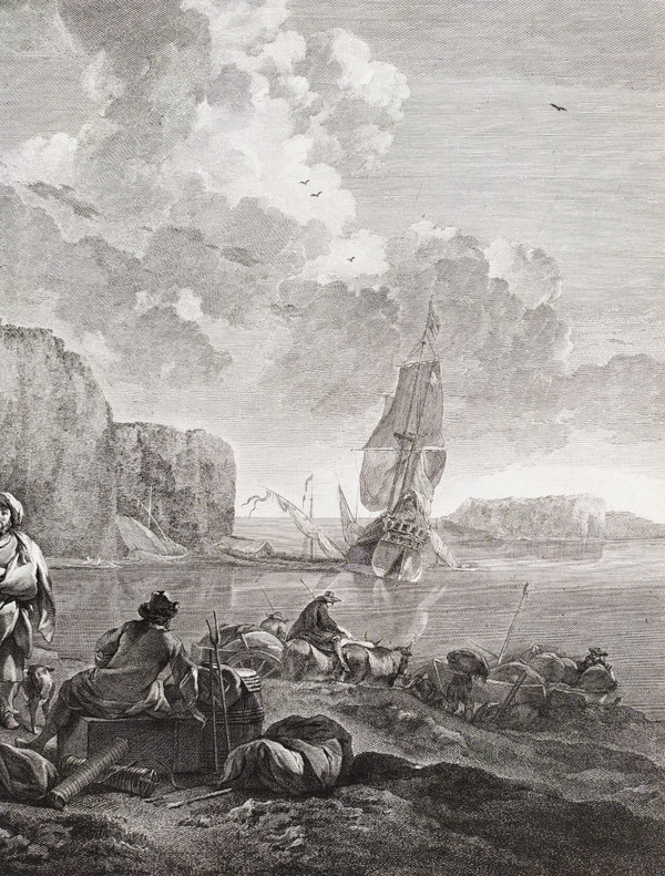 Gravure Par Jacques Philippe Le Bas  l'Après  Dinée  18ème