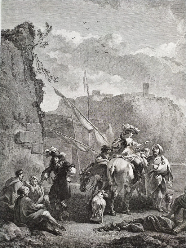 Gravure Par Jacques Philippe Le Bas  l'Après  Dinée  18ème