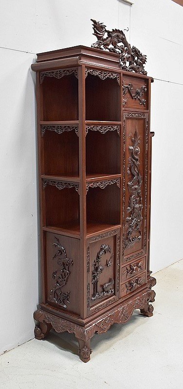  Mobiletto atipico asiatico, origine Vietnam, in mogano massiccio - Fine XIX secolo
