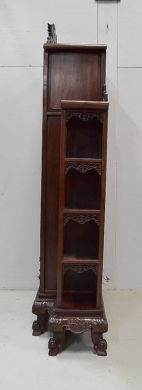  Mobiletto atipico asiatico, origine Vietnam, in mogano massiccio - Fine XIX secolo