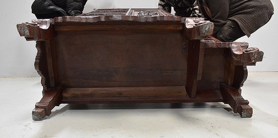  Mobiletto atipico asiatico, origine Vietnam, in mogano massiccio - Fine XIX secolo