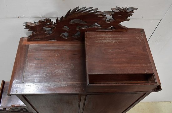  Mobiletto atipico asiatico, origine Vietnam, in mogano massiccio - Fine XIX secolo