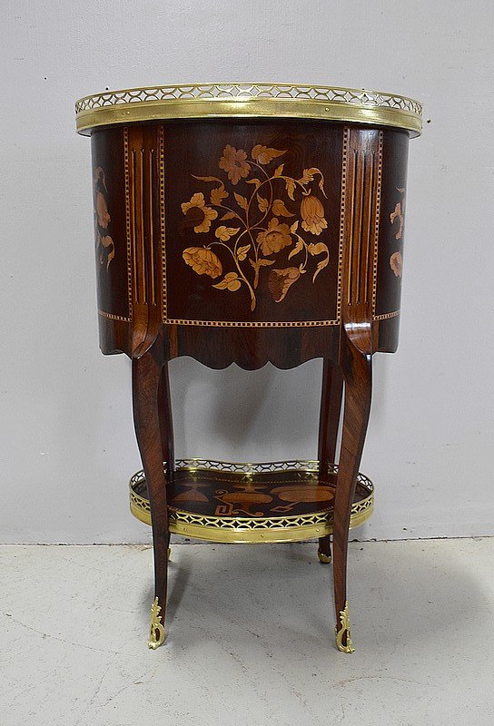  Petite Commode Chiffonnière Marquetée, en Palissandre, style Transition Louis XV - Louis XVI - Milieu XIXe 