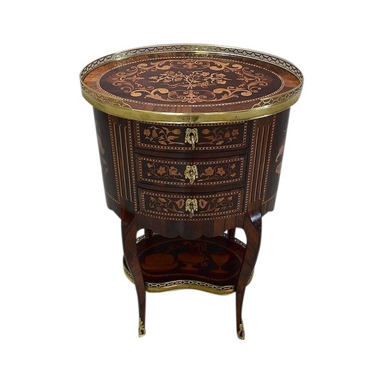  Petite Commode Chiffonnière Marquetée, en Palissandre, style Transition Louis XV - Louis XVI - Milieu XIXe 