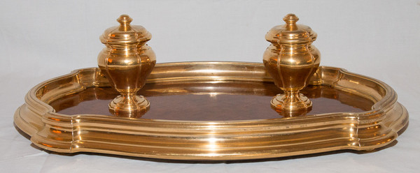 Calamaio in bronzo dorato e palissandro 1890 circa G Keller