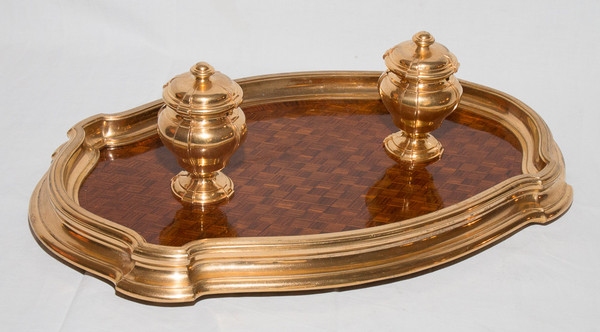 Calamaio in bronzo dorato e palissandro 1890 circa G Keller