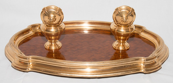 Calamaio in bronzo dorato e palissandro 1890 circa G Keller
