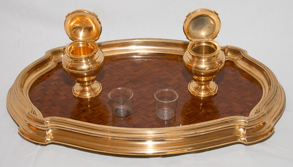 Calamaio in bronzo dorato e palissandro 1890 circa G Keller